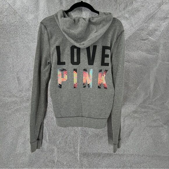 PINK Love Pink Gray Dog Logo Hoodie Size Small - Picture 2 of 7